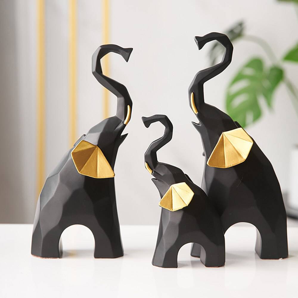 Accents Set of 3 Elephant showpiece (Black)