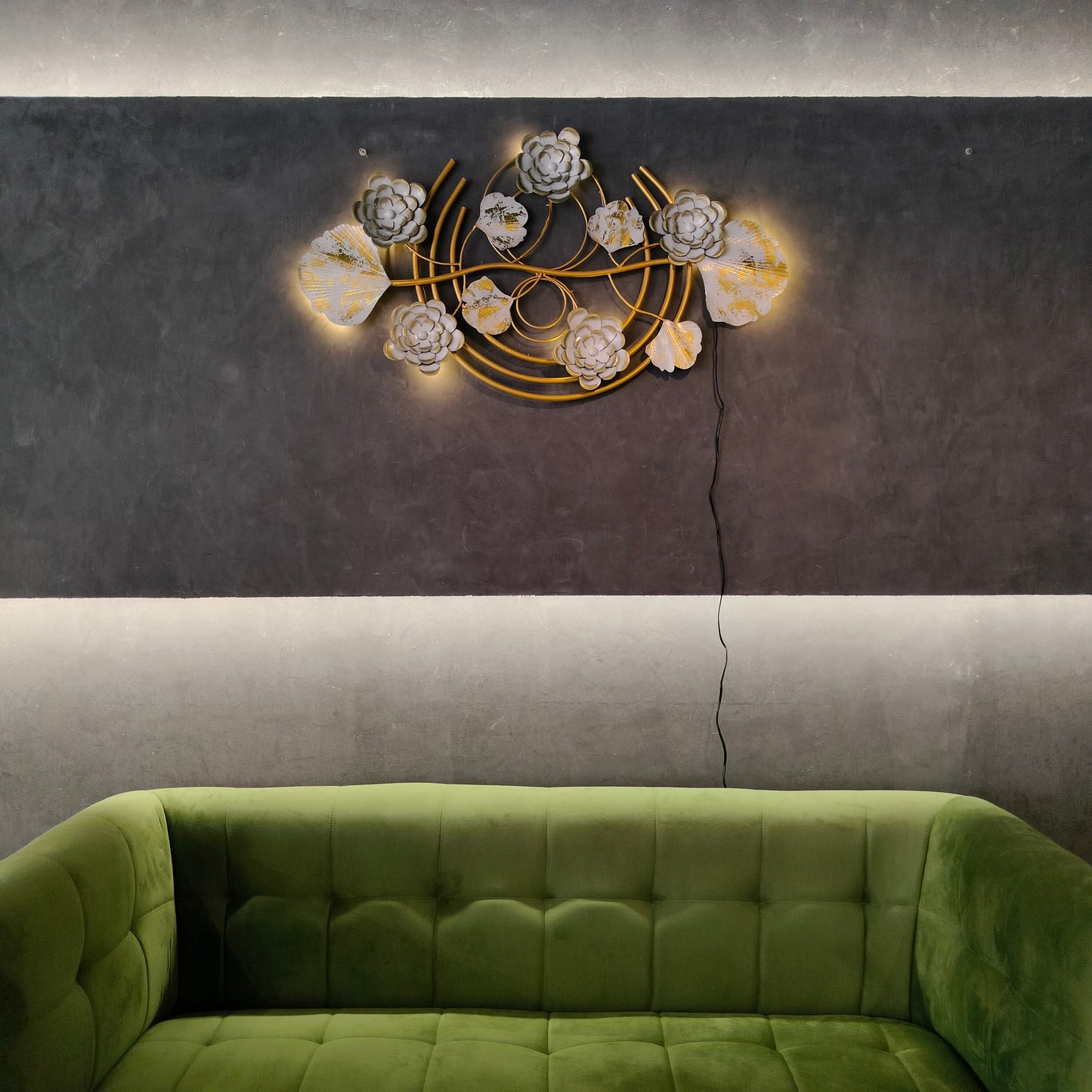 Accents Metal Flower and Ginkgo Design Wall Art