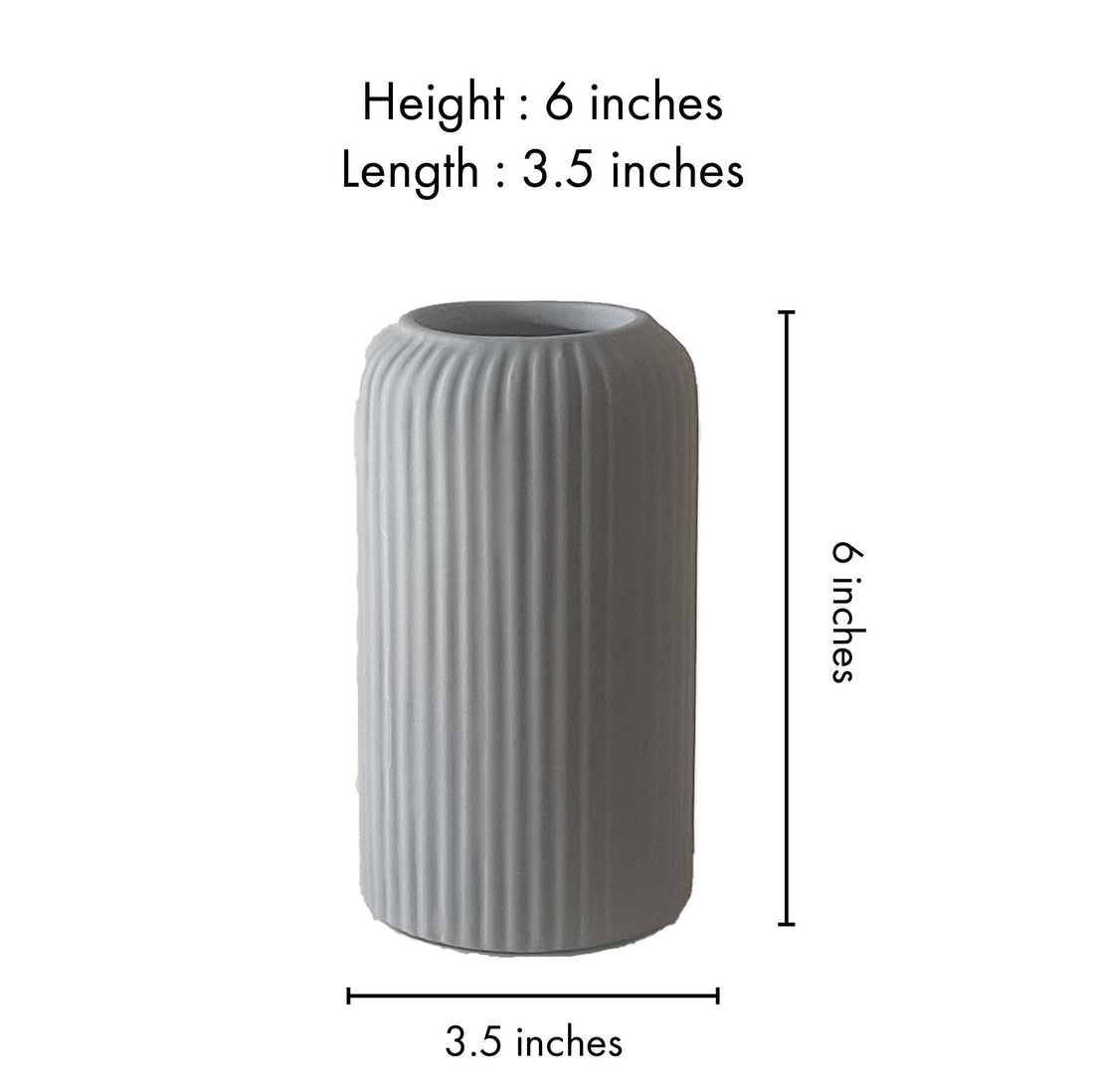 Rippled Ceramic Vase (H6" D3.5") (advance premium quality)