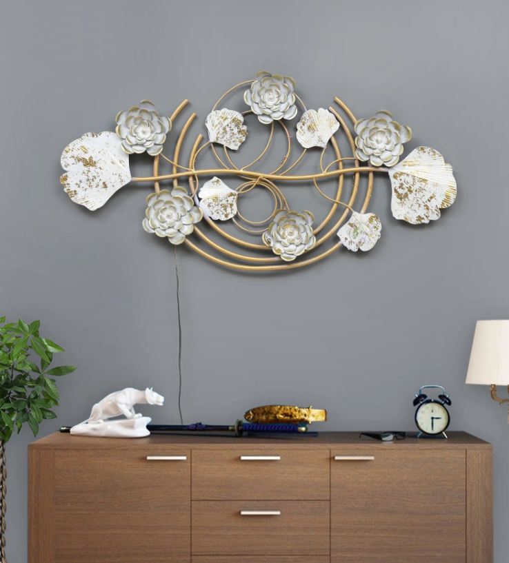 Accents Metal Flower and Ginkgo Design Wall Art