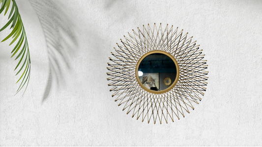 Golden Wire Metal Wall Mirror