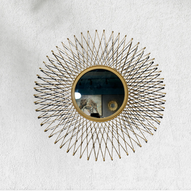 Golden Wire Metal Wall Mirror
