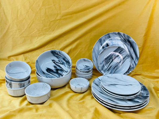 Accents 18 PCS Marble Finish Dinner Set
