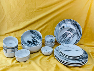 Accents 18 PCS Marble Finish Dinner Set