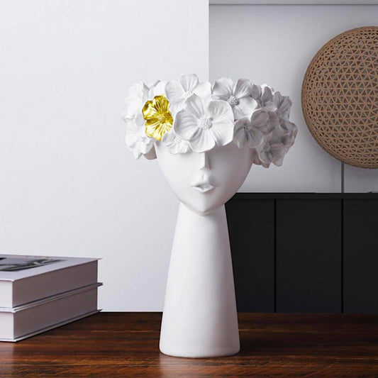 Accents Enchanting Delight: Girl Head Vase Sculpture(Big)