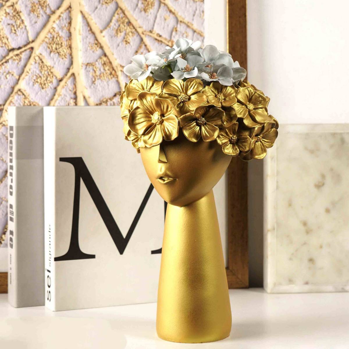 Accents Enchanting Delight: Girl Head Vase Sculpture(Big)