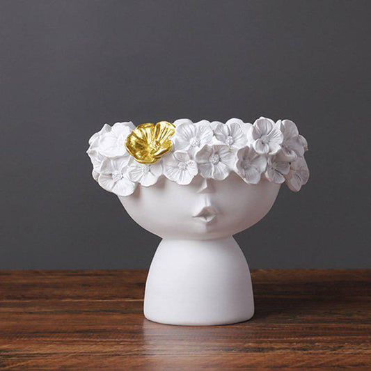 Accents Enchanting Delight: Girl Head Vase Sculpture(Small)