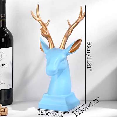 Accents Reindeer Head sculpture Modern Art (Blue)