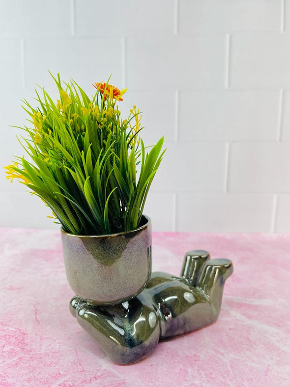 Accents H4.5" D7" Designer Table Top Ceramic Plant Pot