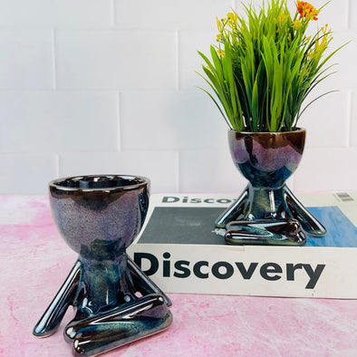 Accents H4" D4" Designer Ceramic Table Top Plant Pot