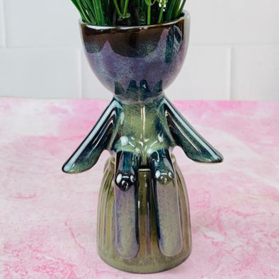 Accents  Human Shaped Mini Succulent Ceramic Plant Pot - H6" D4"