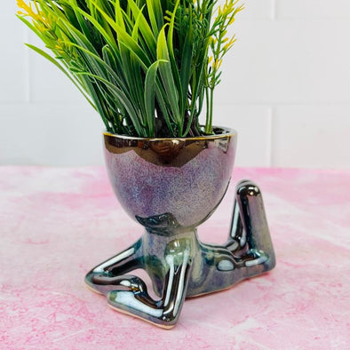 Accents  Human Shaped Mini Succulent Ceramic  Pot H4" D5.5"