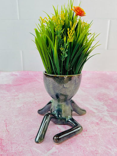 Accents H4" D4 " Designer Ceramic Table Top Plant Pot