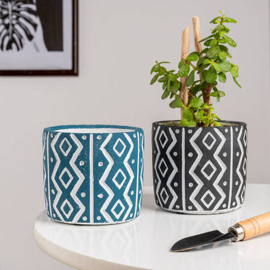 Accents H5.5" D5" Hand Printed Plant Pot