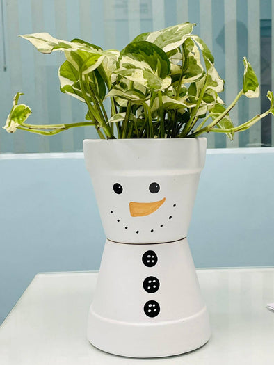 Accents H8" D5" Smiley Faced White Ceramic Plant Pot