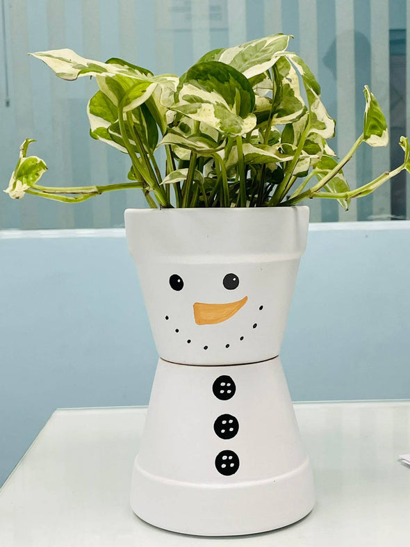 Accents H8" D5" Smiley Faced White Ceramic Plant Pot