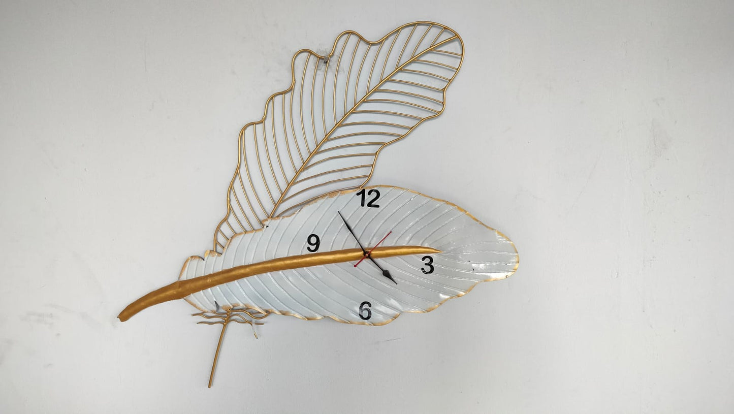 Accents Big Golden Leaf Wall Clock