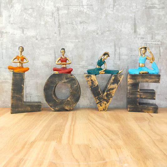 Accents Love Yoga Sitting On Letter Set Of 4 Unique Home Décor