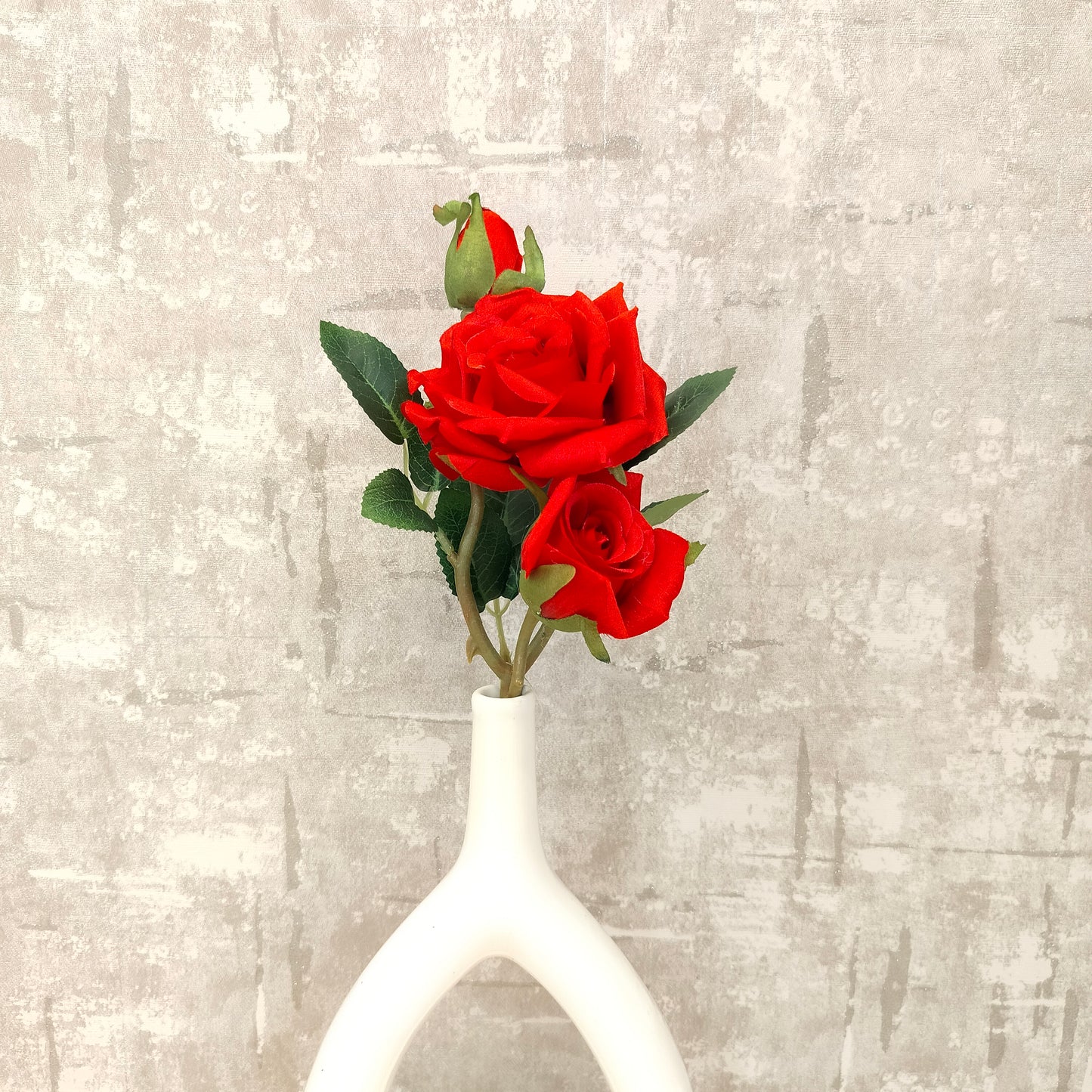 Accents Artificial Rose(Red) Flower Stick for Vase Pot 1 pc