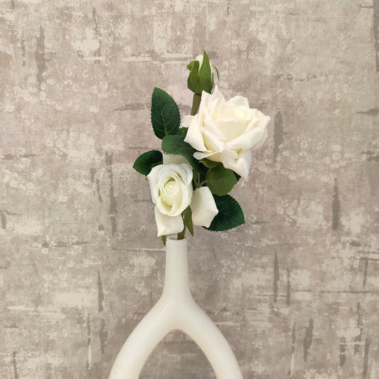 Accents Artificial Rose(White) Flower Stick for Vase Pot 1 pc