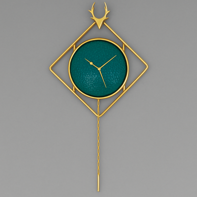 Accents Metal Classic Deer Head Large Size Wall Clock In Blue