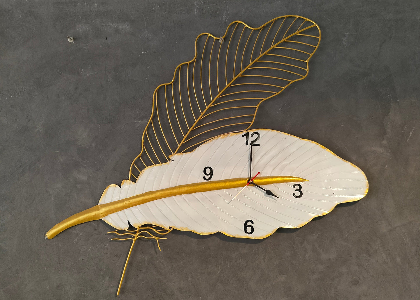 Accents Big Golden Leaf Wall Clock