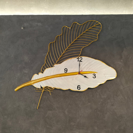 Accents Big Golden Leaf Wall Clock