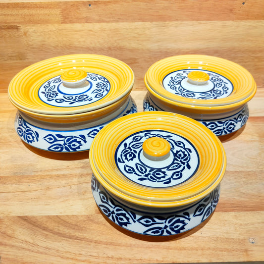 Accents - Ceramic Serving Bowl with Lid - Gravy Bowl - Dinner Bowl with lid - (Set of 3)