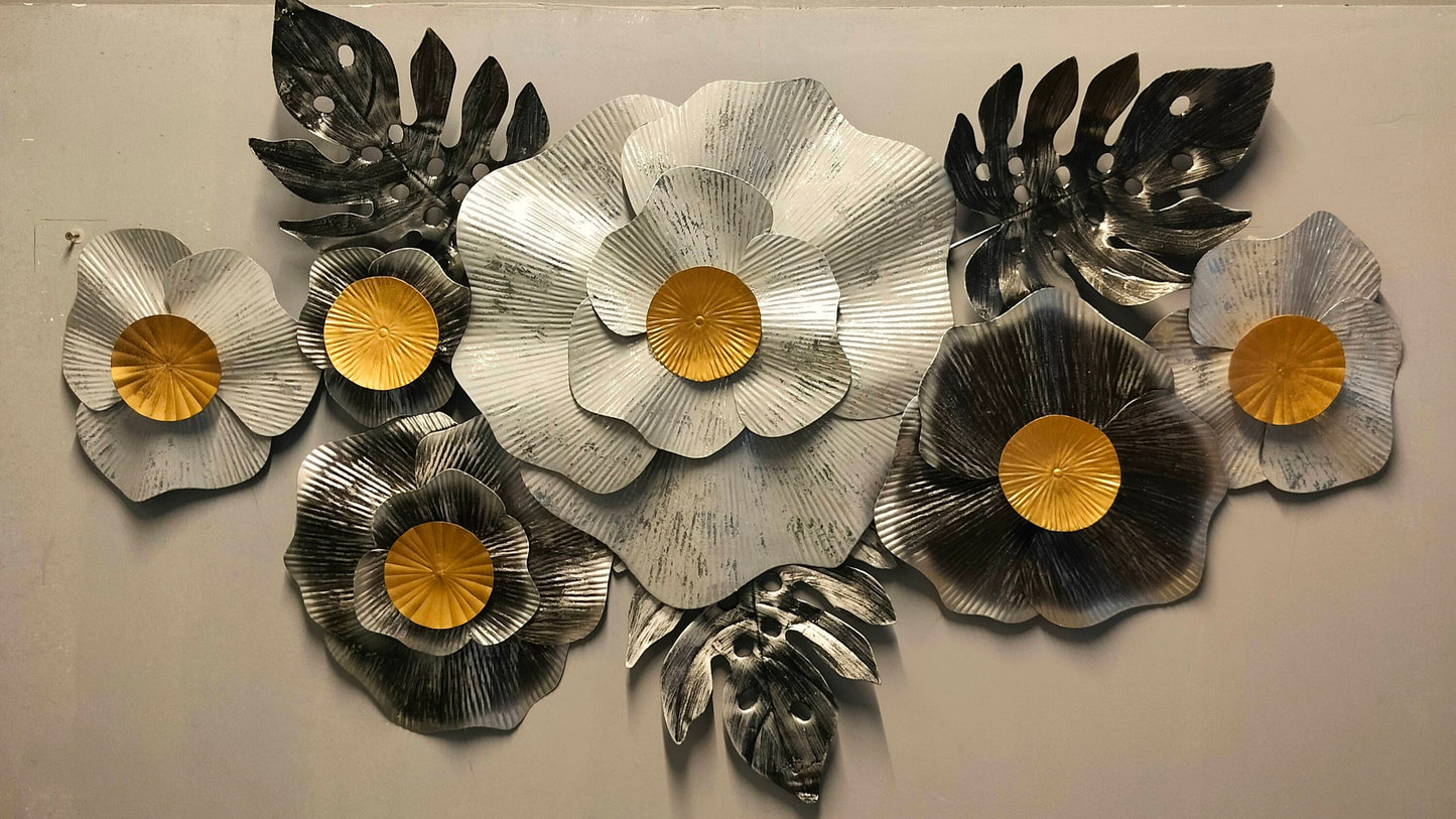 Accents Brown & White Wild Floral Metal Wall Art