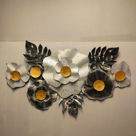 Accents Brown & White Wild Floral Metal Wall Art