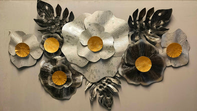 Accents Brown & White Wild Floral Metal Wall Art