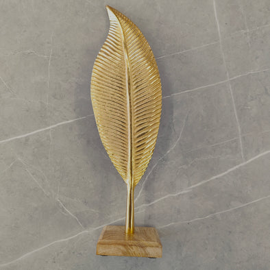Accents Long Leaf Gold with Wooden Base