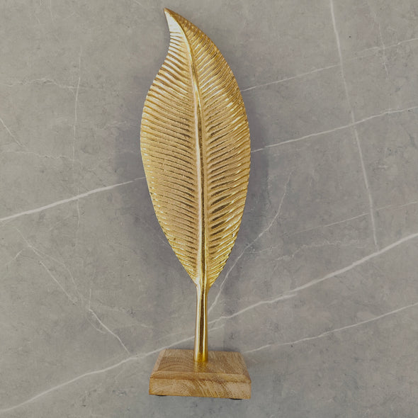 Accents Long Leaf Gold with Wooden Base