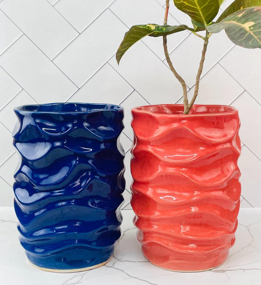 Accents Patterned Ceramic Indoor Pot/Planter (H12'' D9'')