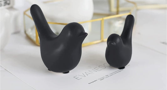 Accents Bird Decor (set of 2 H3" D4.5"  BLACK