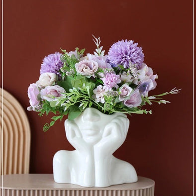 Accents - Ceramic Female Face Vase Cute Plant Pots