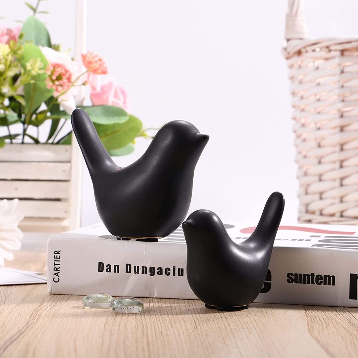 Accents Bird Decor (set of 2 H3" D4.5"  BLACK