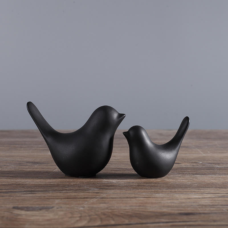 Accents Bird Decor (set of 2 H3" D4.5"  BLACK