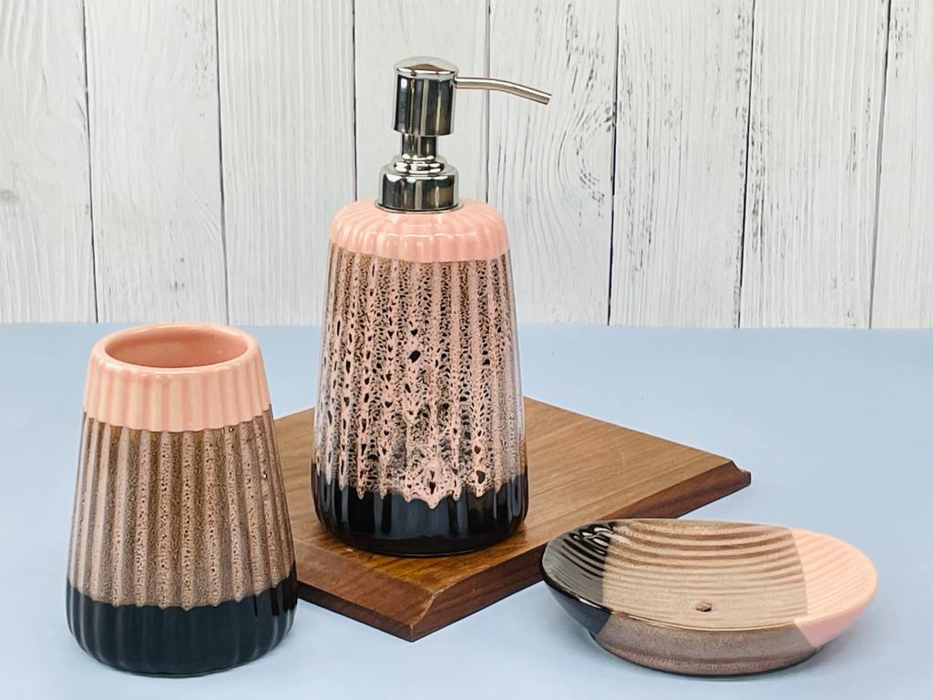 Accents - Dispenser Set Of 3 - Brown & Pink