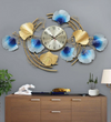 Accents Green and Gold Ginkgo Leaves Design Metal Wall Clock