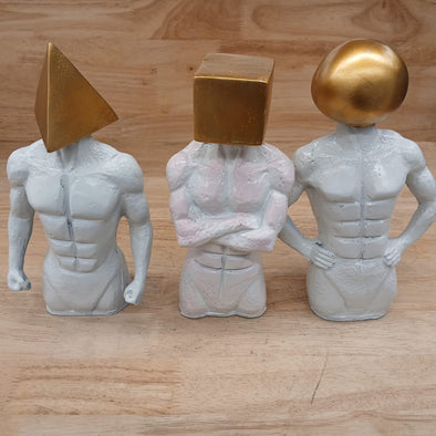 ACCENTS GEOMATRIC MAN -WHITE SET OF 3