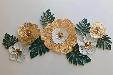 Accents Green & White Wild Floral Metal Wall Art