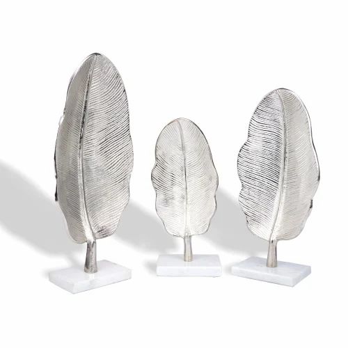 Accents Banana Leaf Set of 3 Nickel Marble Base